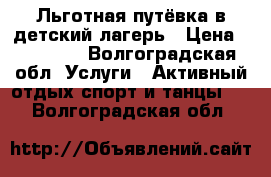 Льготная путёвка в детский лагерь › Цена ­ 10 000 - Волгоградская обл. Услуги » Активный отдых,спорт и танцы   . Волгоградская обл.